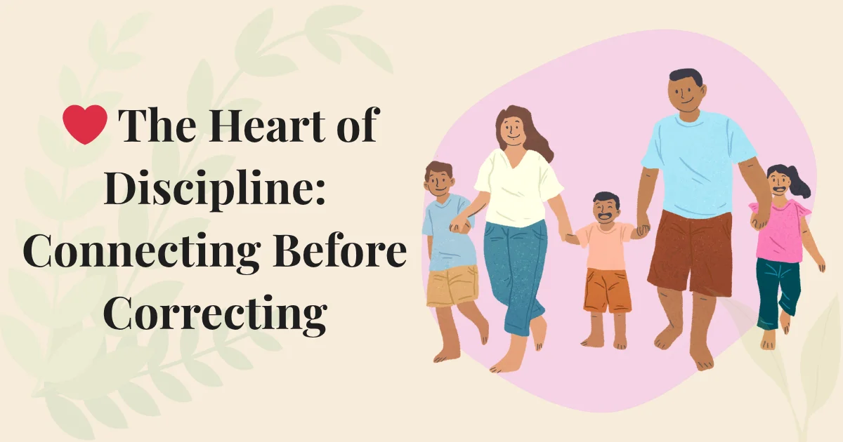 Illustration of parent and child connecting heart-to-heart before gentle discipline parenting.