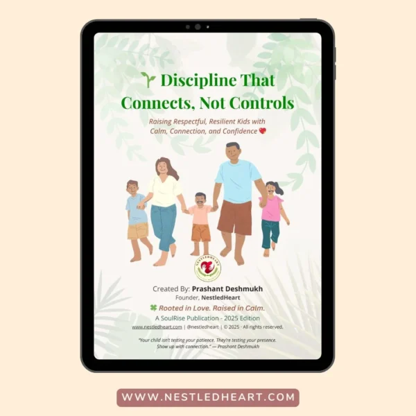 Parenting book illustration cover for Discipline That Connects Not Controls eBook with gentle parenting theme