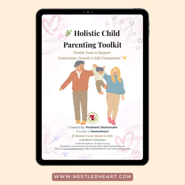 Parenting toolkit illustrated cover for Holistic Child Parenting Toolkit with holistic family growth theme