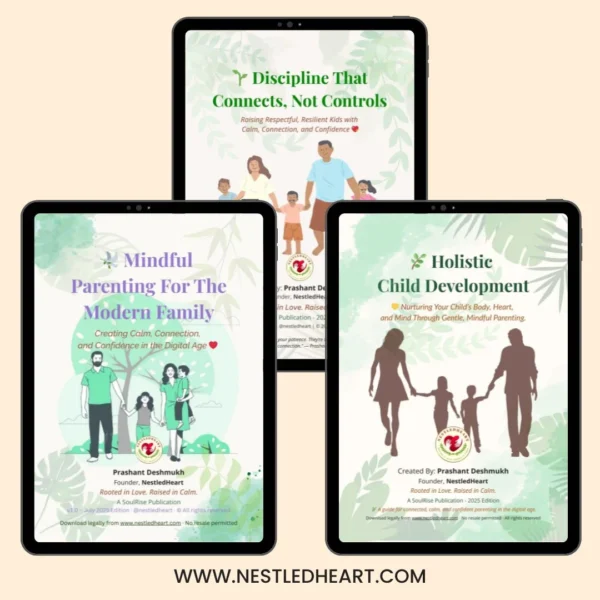 Parenting Trio eBook Bundle with mindful parenting, holistic child development, and gentle discipline