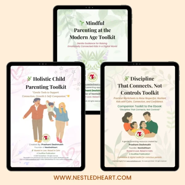 Parenting trio toolkit bundle with mindfulness, connected discipline, and holistic guidance