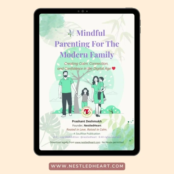 Illustrated cover of Mindful Parenting for the Modern Family eBook showing peaceful parenting and connection