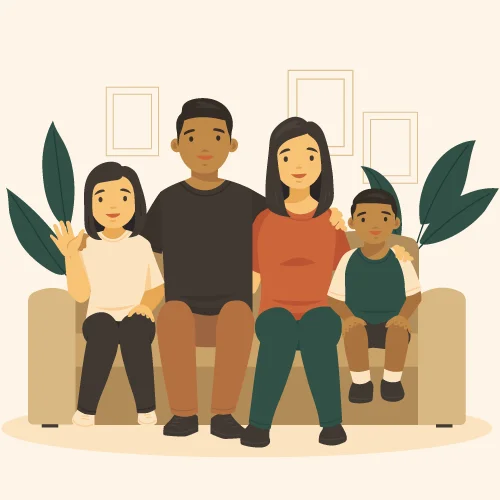 Family illustration showing mindful parenting and emotional bonding
